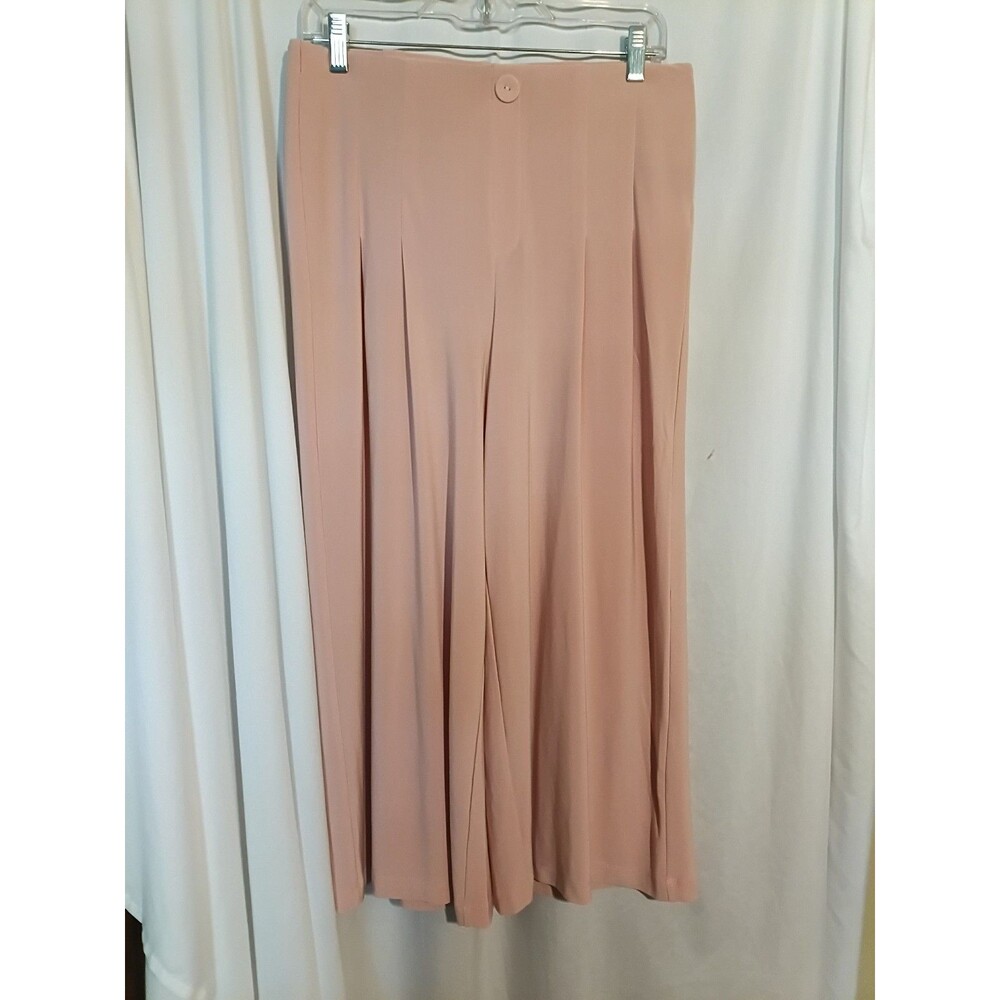 Nina Leonard Wide Leg High Waist Crop Pull On Pants Sz M Dusty Pink Workwear